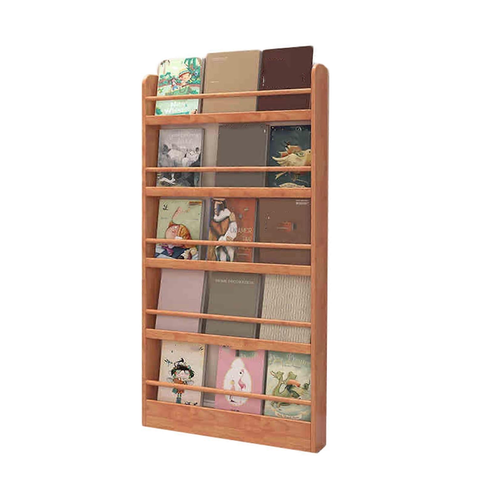 Solid Wood Magazine Rack Floor Standing, Slim Vertical Storage Unit 80x12x147cm for Office or Study