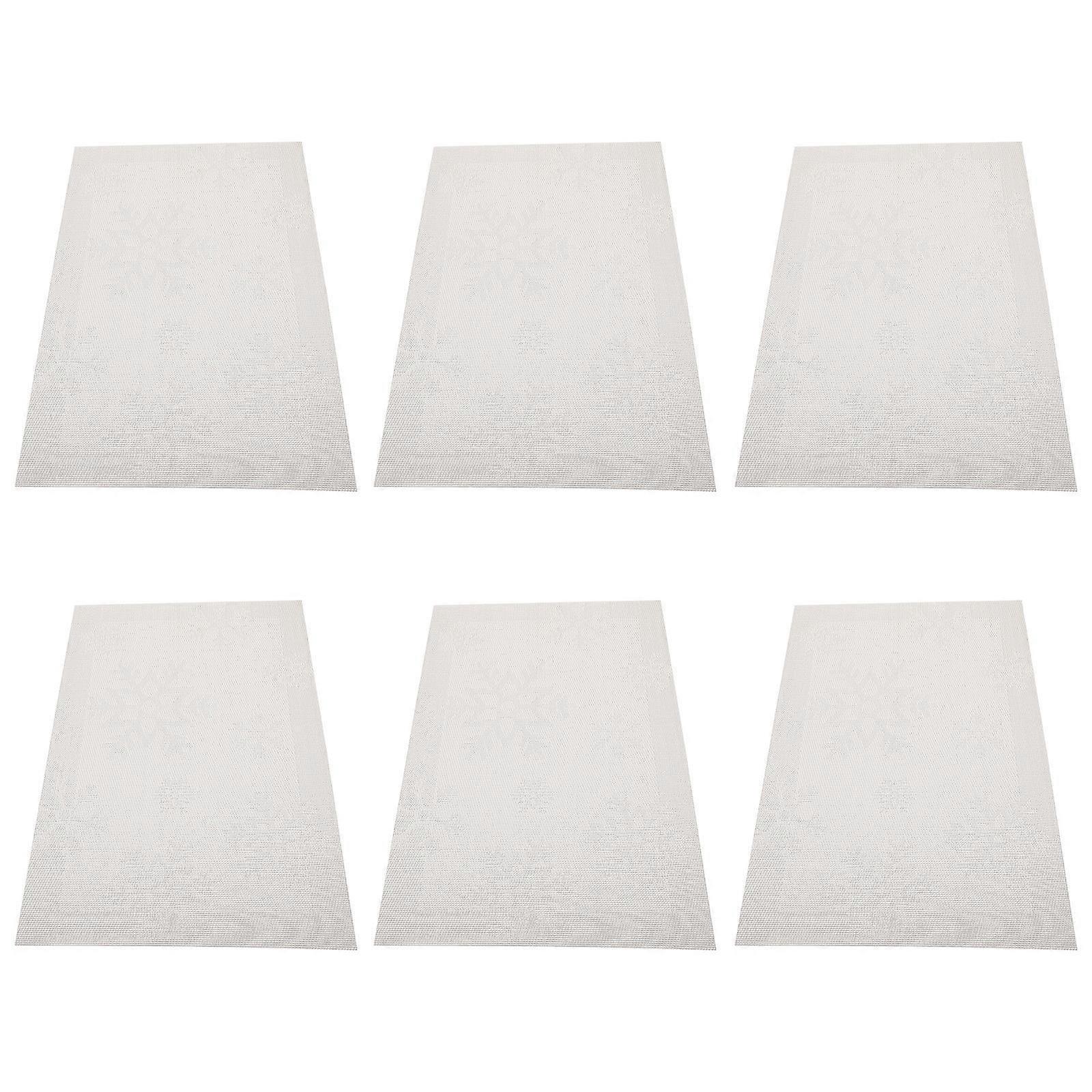 6Pcs Christmas Table Mats Heat Insulation Silver PVC Protection