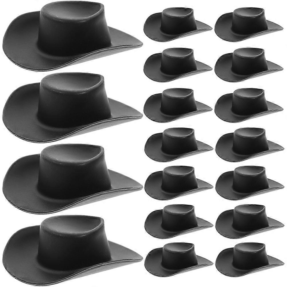 Tiny Mini Cowboy Hats for Decor 30Pcs Doll Hats Black Craft Plastic Material