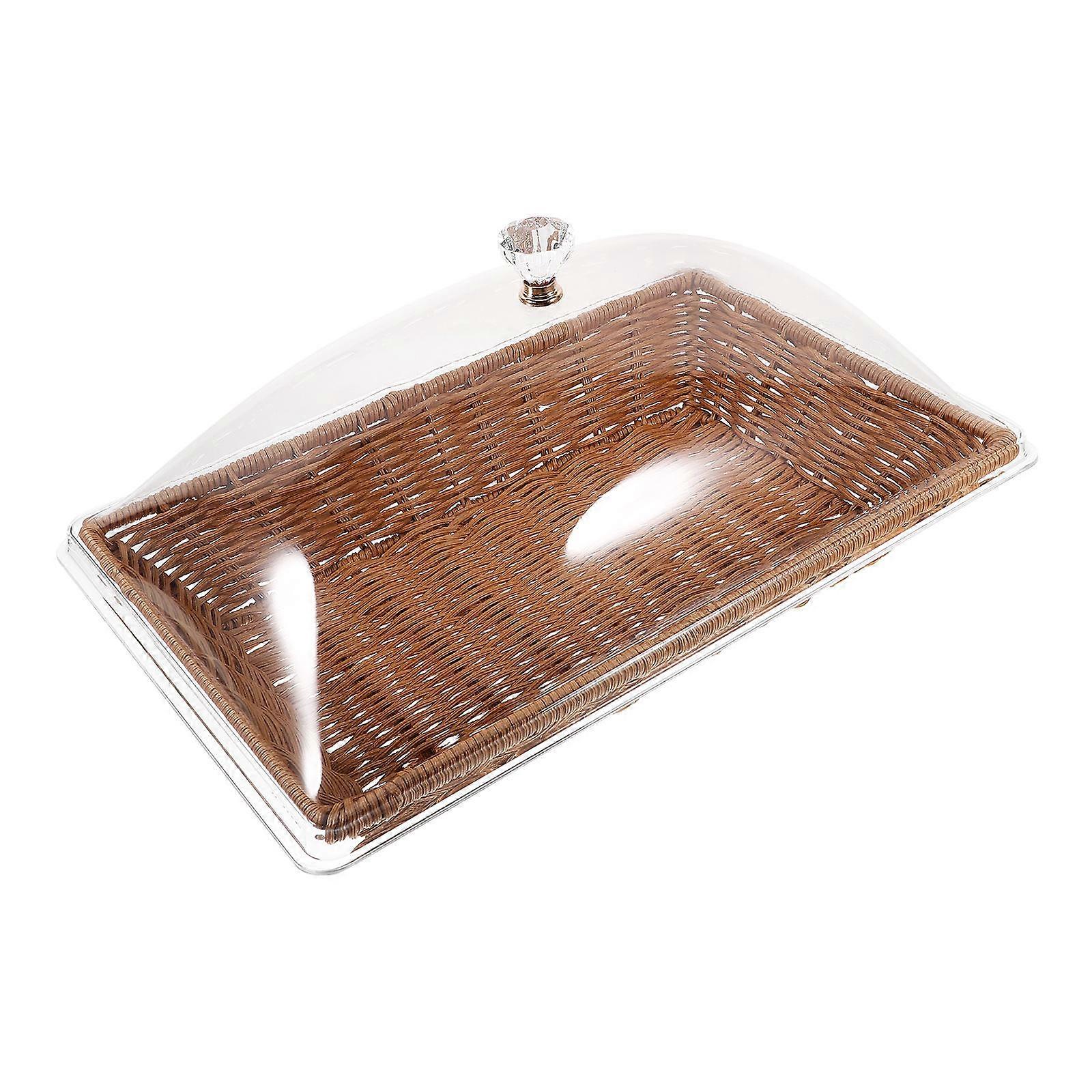Bread Basket With Transparent Cover For Home Dining And Serving In Square Shape 1 Set