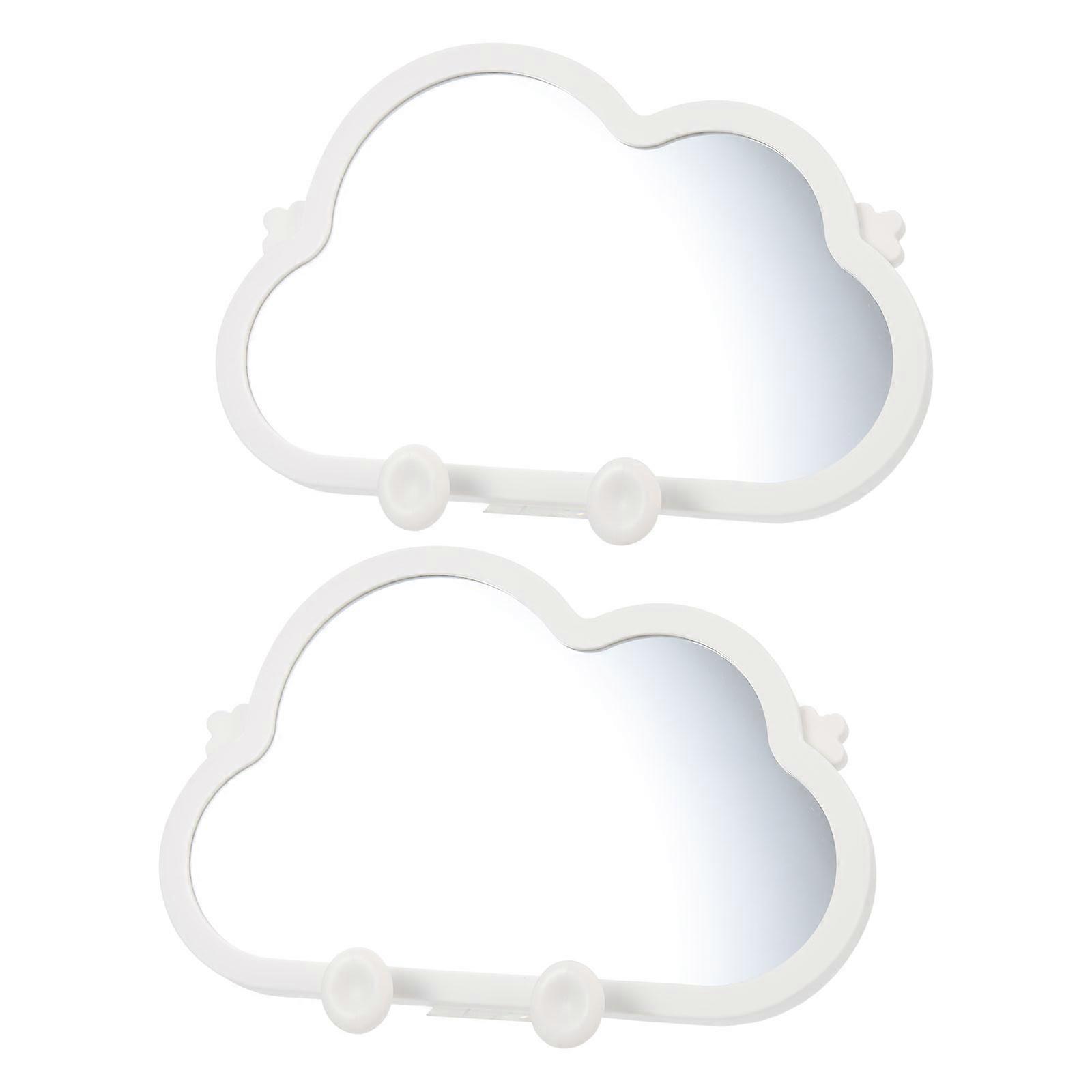 White ABS Desktop Makeup Mirror Hanging Vanity Mirrors for Daily Use 2Pcs