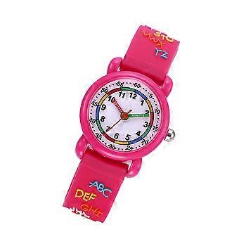 Orologio da polso impermeabile al quarzo per bambini con motivo a cartoni animati, 1 pezzo, colore rosa