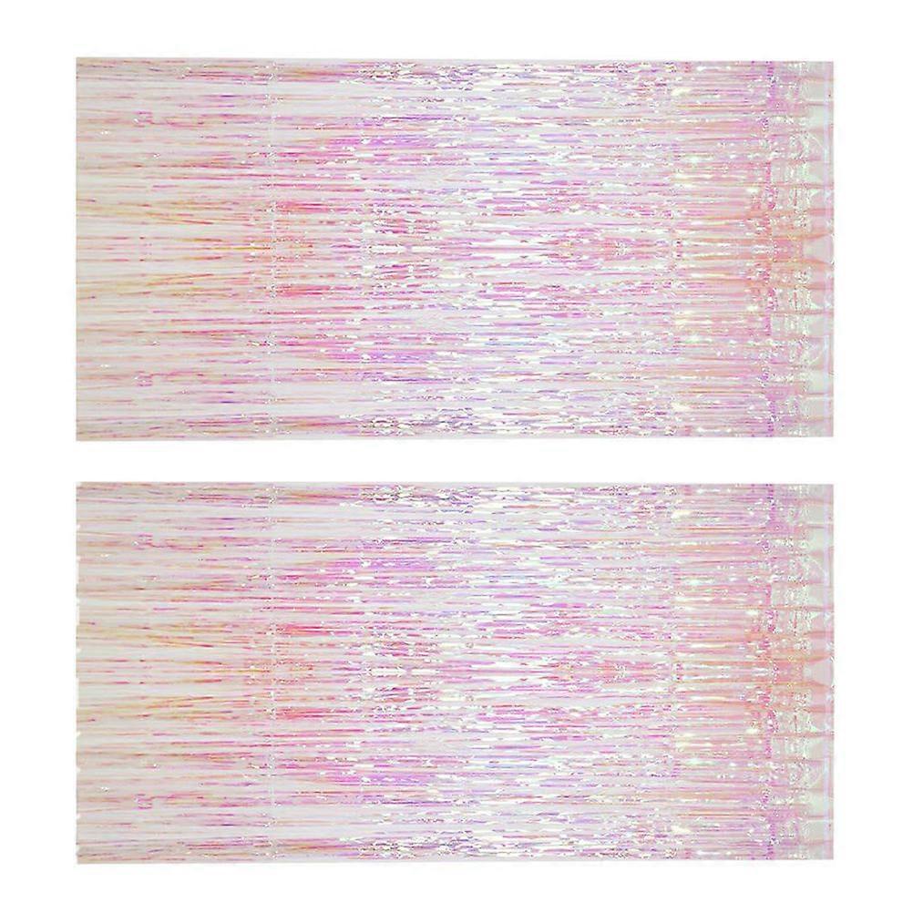 Birthday Backdrop Curtains Rain Tinsel Curtains Plastic 2Sets for Decor