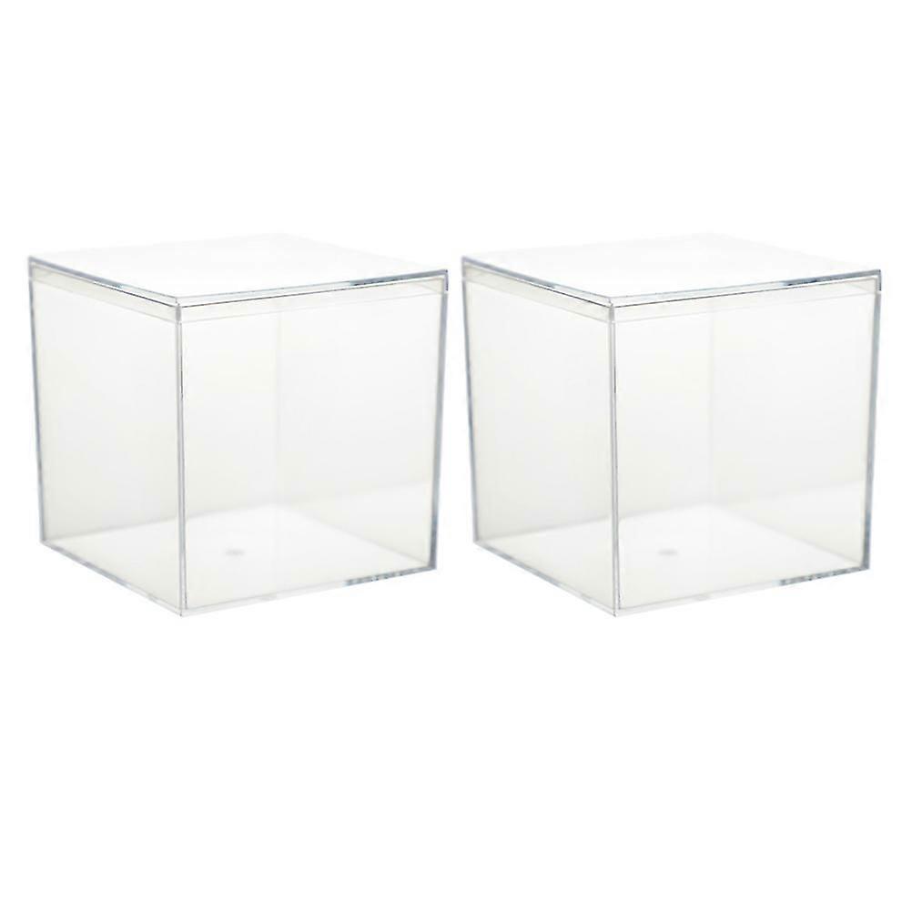 2Pcs Plastic Square Cubes Clear Candy Boxes Fashion Storage Boxes Gift Boxes