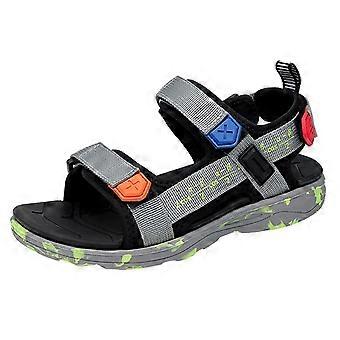 Boys Sandals Summer Casual Open Toe Non- Soft Sole Cross Beach Shoes Kids Classic Outdoor Sandal,Grey,7-8 Years