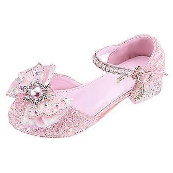 Mädchen-Kleiderschuhe mit niedrigem Absatz, Prinzessinnenschuhe, Mary Jane Ballerinas für Kleinkinder/Kinder, Rosa, 6-7 Jahre