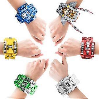 Kids 3-in-1 Multifunctional Transformer Robot Watch Electronic Wristwatch Transformers Toys blue_gmzs