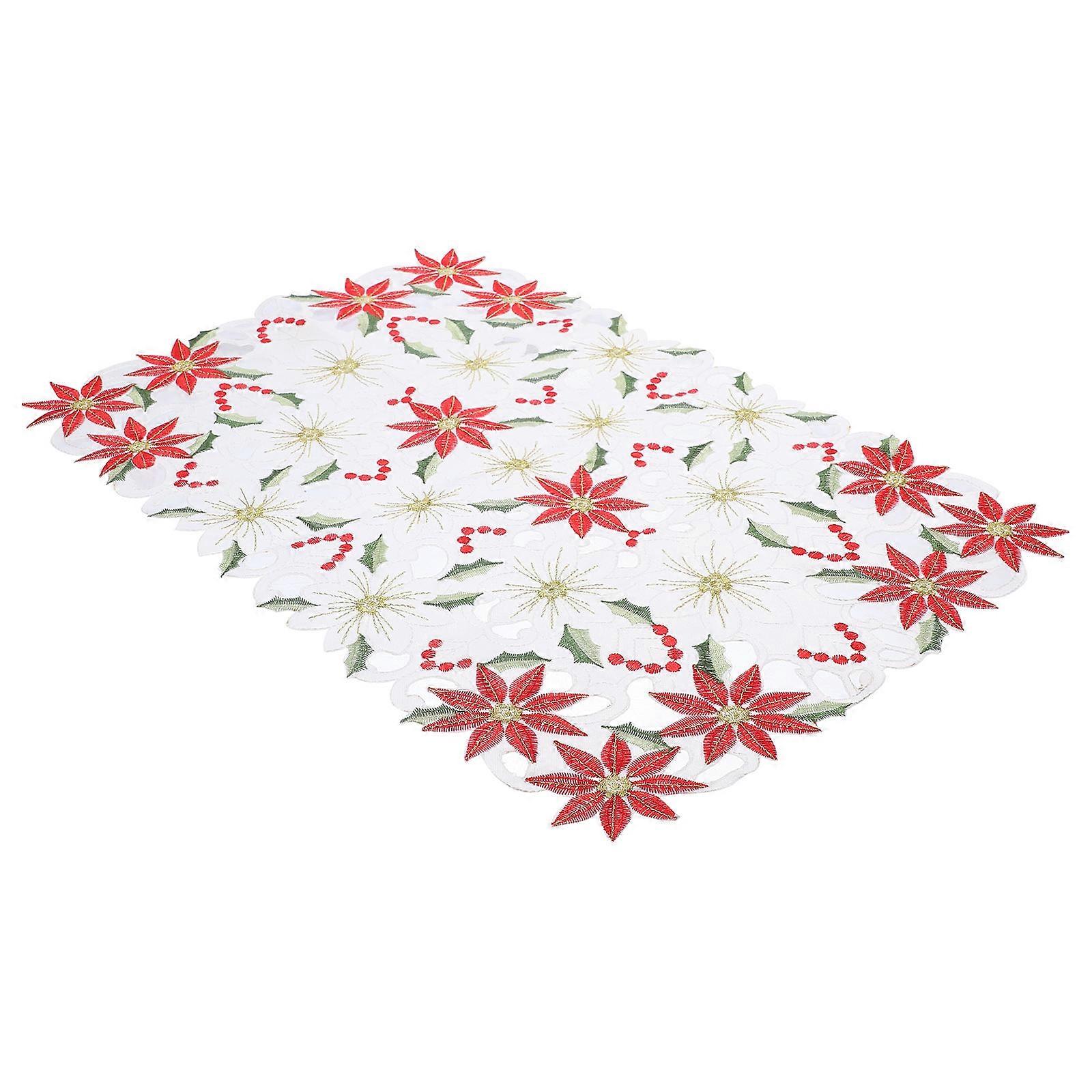 Polyester Table Runner Flower Pattern for 1 Piece Christmas Table Decoration