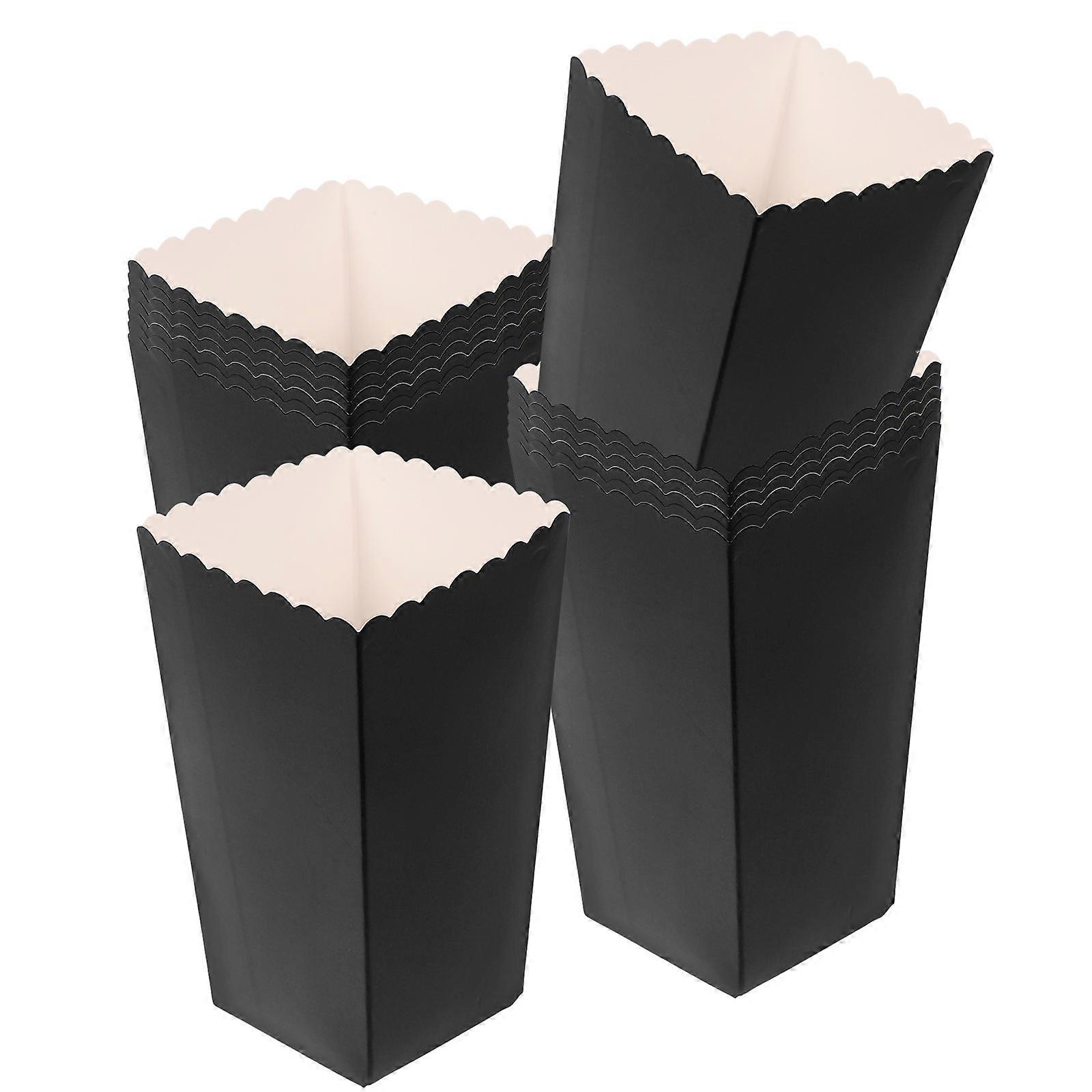 Popcorn Boxes Paper Packaging for Wrapping 48Pcs Foldable Black Popcorn Boxes