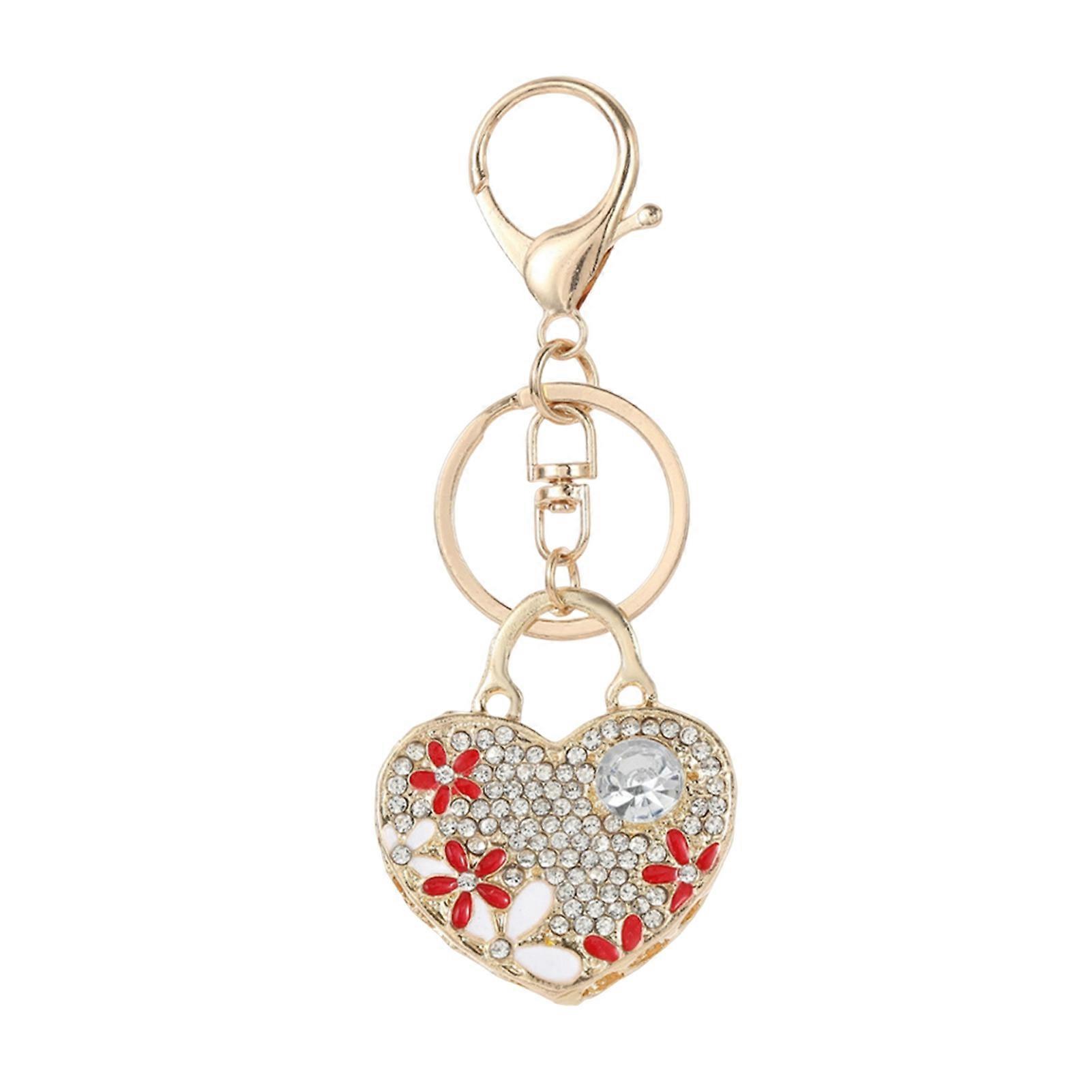 Rhinestone Heart Key Ring Lightweight Durable Gift Accessory