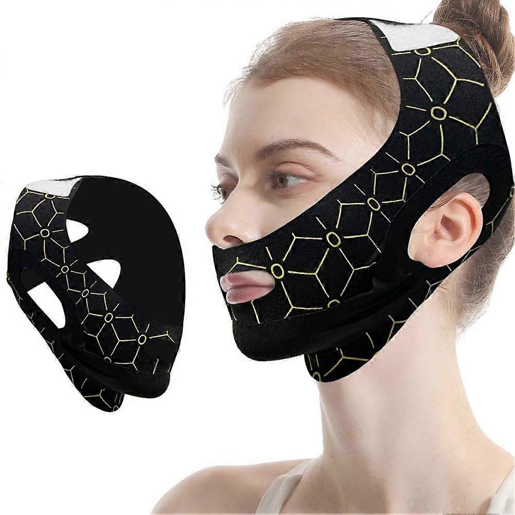 V-line Face Mask - Black, Double Pull Lifting Strap