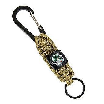 Umbrella rope braided compass key chain outdoor multi-function key chain carabiner buckle 15cm acu camouflage [MI]