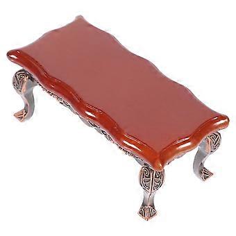 Mesa de chá em miniatura marrom, mesa lateral de madeira para casa de bonecas.