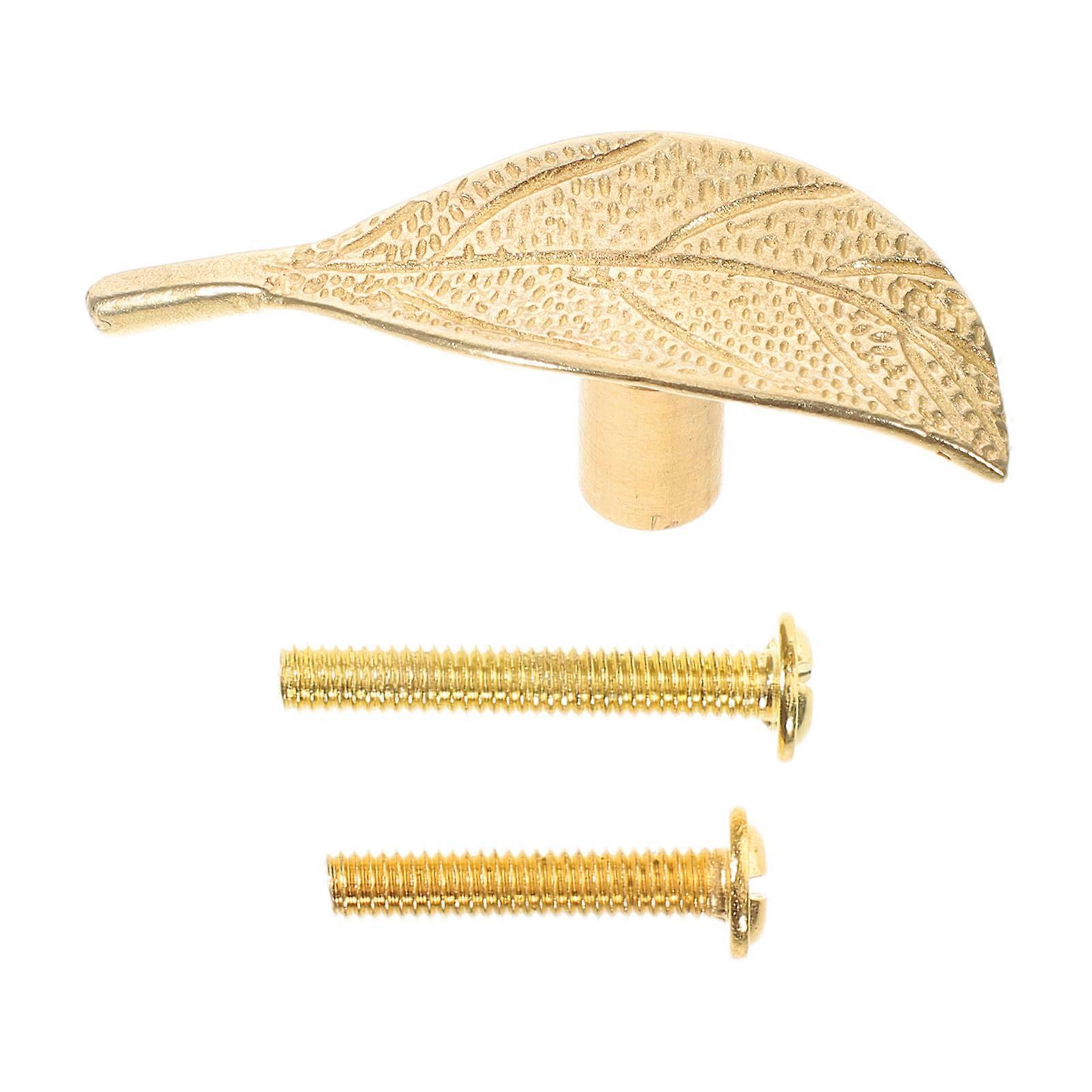 Farmhouse Cabinet Knobs: Rustic Drawer Knobs with Leaf Design - Single Hole Solid Brass Cabinet Pulls for Kitchen Dresser Cupboard Drawer Closet Golde