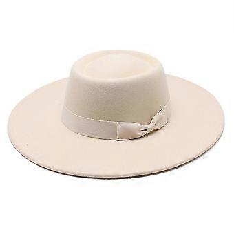 Flat top bowler hat for men and women with bow lightweight,l