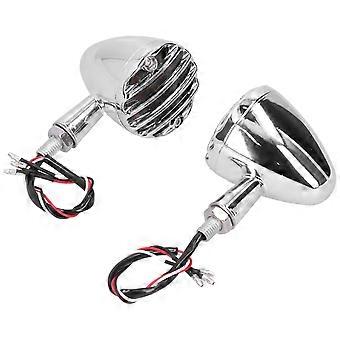 Pair Motorcycle Turn Signal Lights Indicator Chromium Universal for Retro Motorbikes