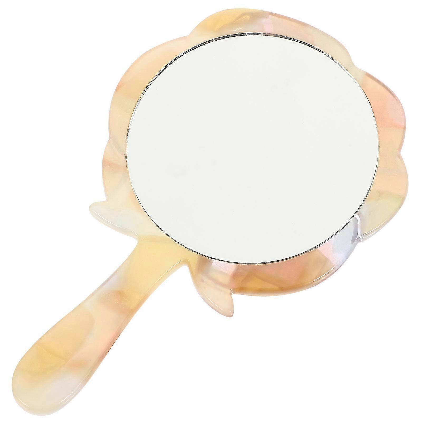 Portable Handheld Mirror for Makeup Use Flower Shaped Small Compact