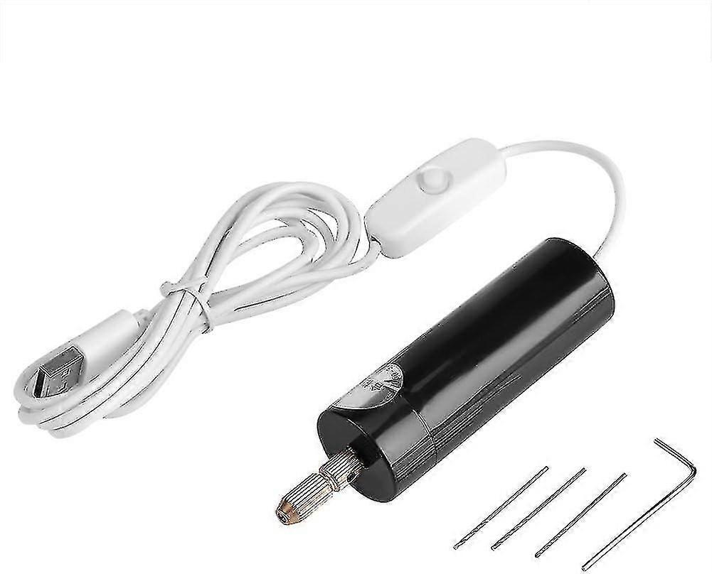 Mini Portable Electric Drill Micro USB Small Chuck Tools with 3 Bits-CE