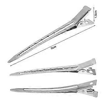 26 Pieces Hair Clips, 3.5 Inch Silver Barrettes Duck Bill Metal Alligator Curl Hair Clips with Holes Hair Clamps Hairdressing Professional Steel Hair 