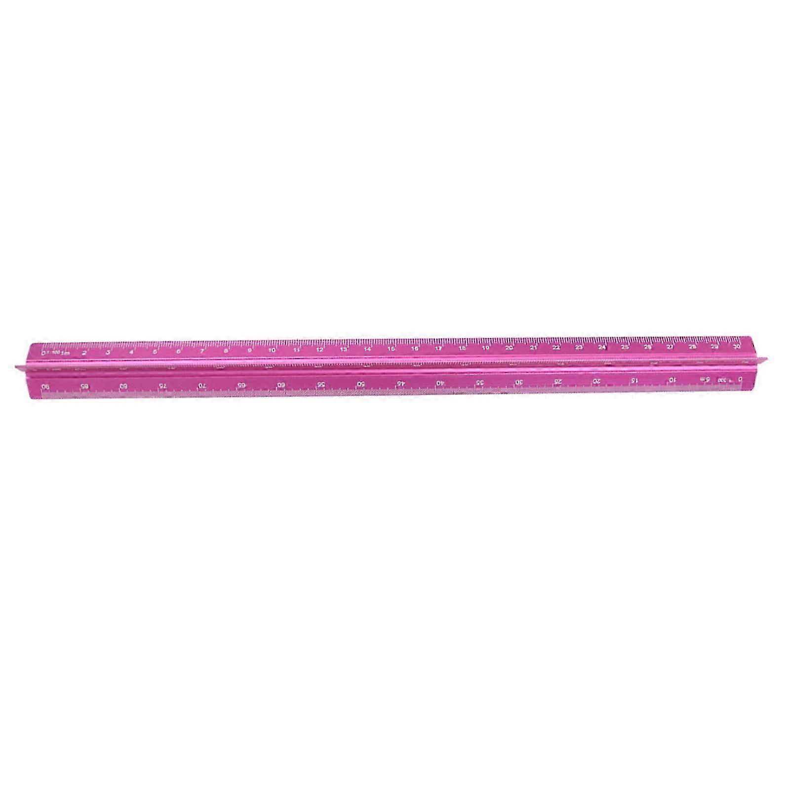 Measuring Ruler Triangular Scale Tool 15cm/30cm With Precise Engraved Gradations In Three Stylish Color  Rose red 26-27