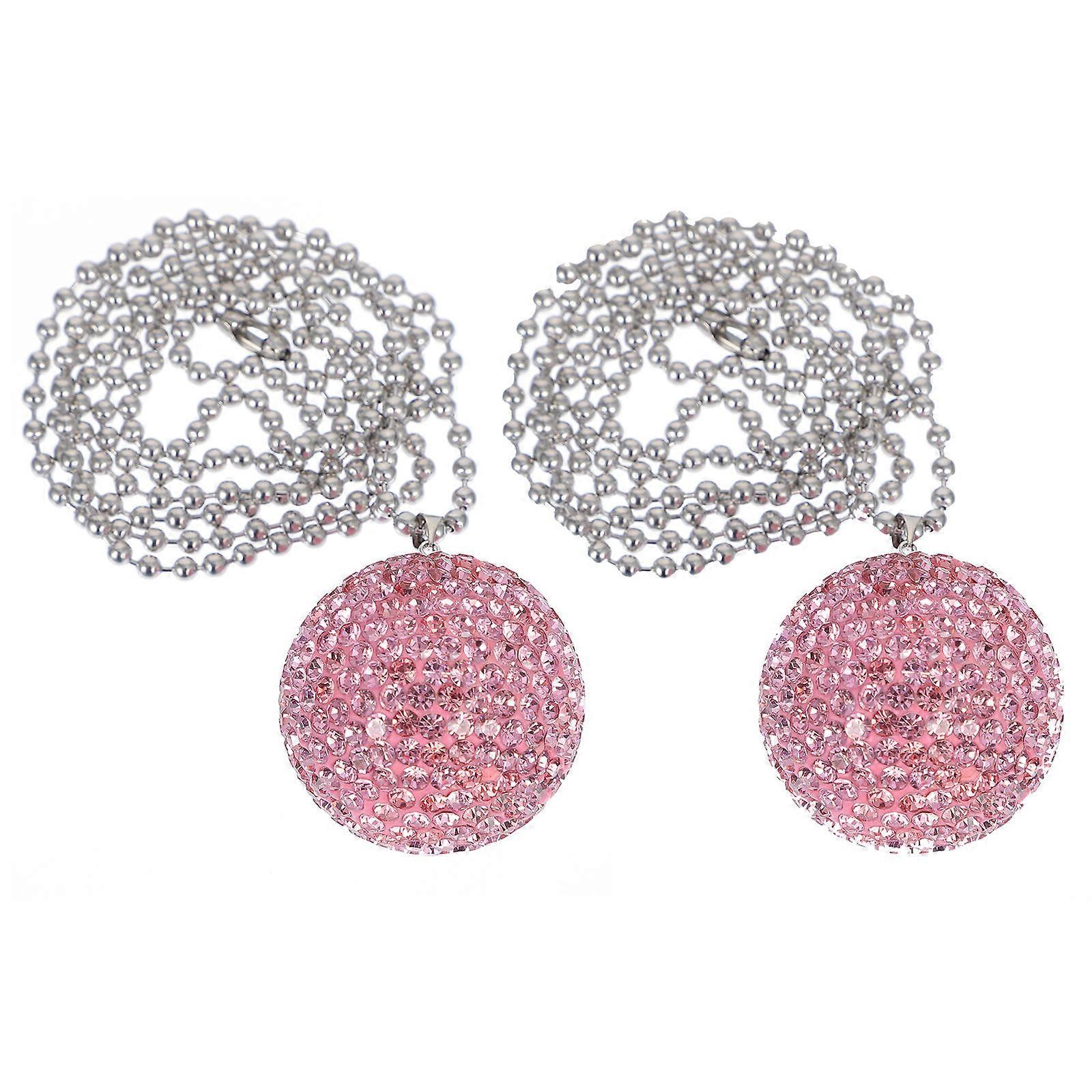 2Pcs Ceiling Fan Pull Chain Light Pull Chain With Crystal Ball Pendant Extension
