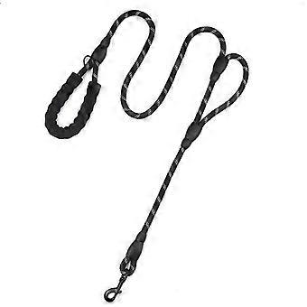 Hundesnor, hundesnor med blødt polstret håndtag, stærkt reflekterende tråde 1,5 m nylon hundesnorreb, til små, mellemstore og store hunde (sort)Fonepro