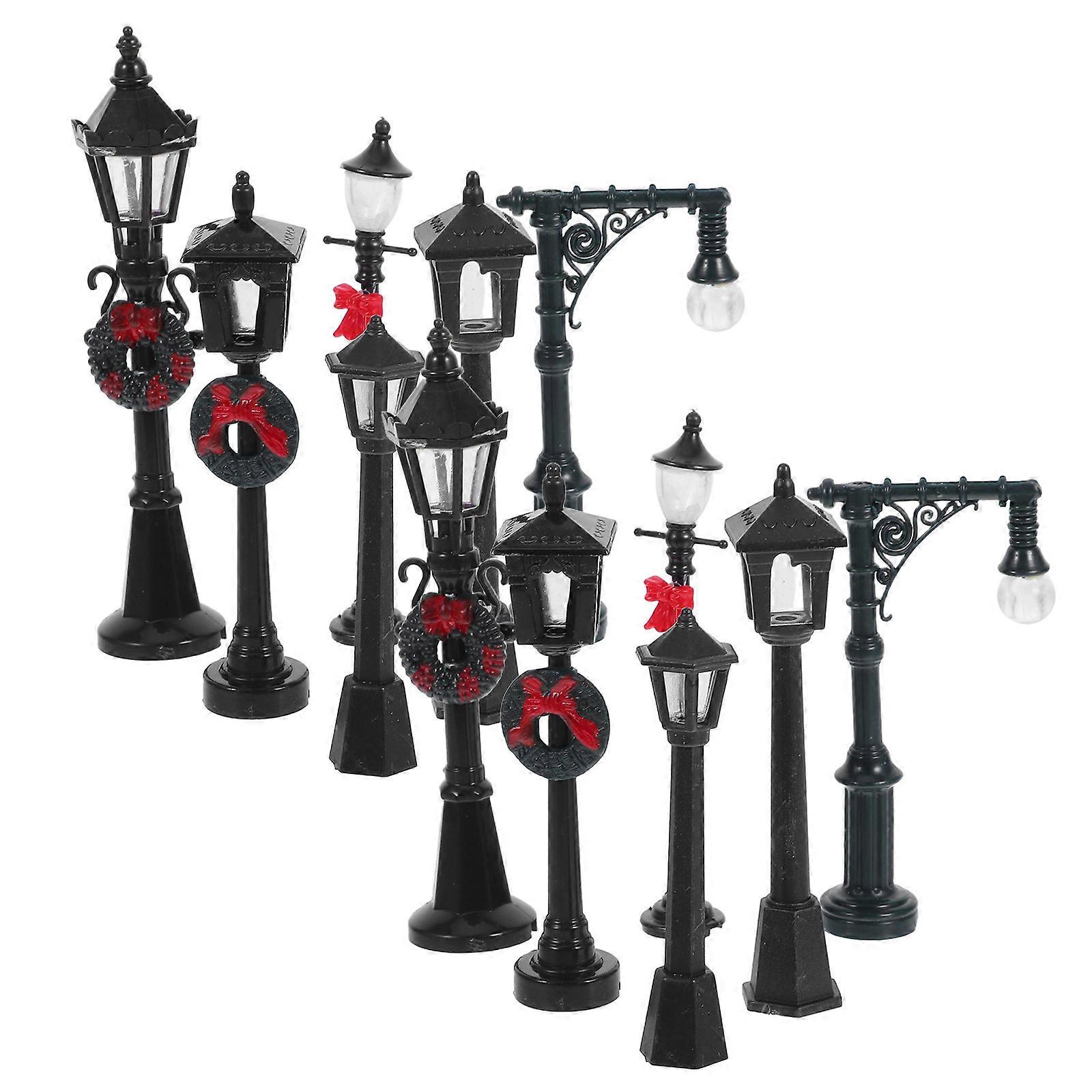 Mini Street Lamp Post Model Plastic for Decor 12Pcs Assorted Colors