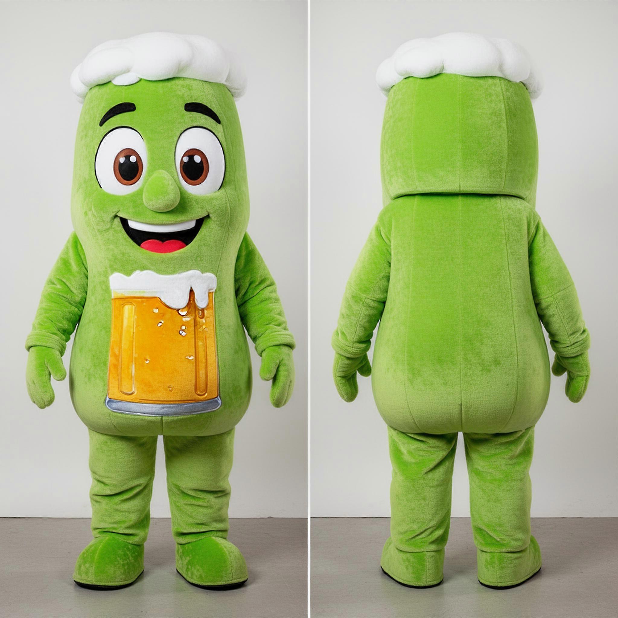 MASTICOT Lime Green Cuddly Green Beer Mascot