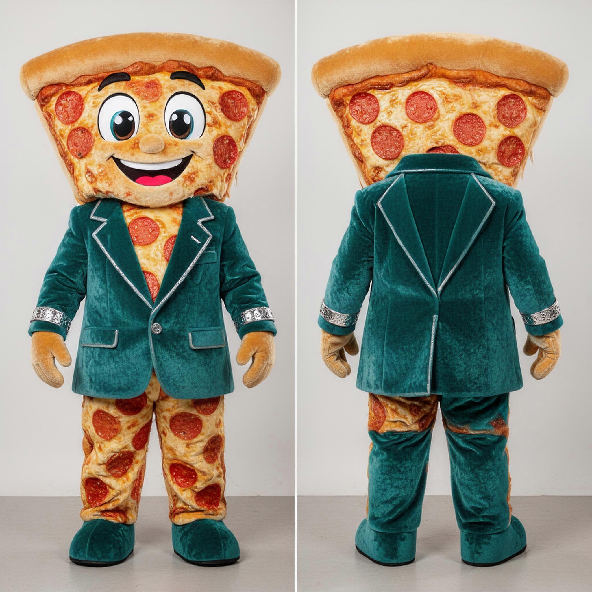 MASTICOT Teal Velvety Pizza Mascot