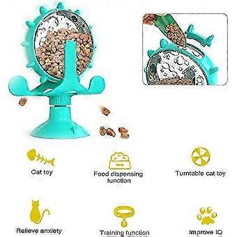 Windmill Cat Toy, roterende kattenspeelgoed draaitafel, feeder met zuignapbodem en lekkend gat, maakt gebruik van indoor kat en kitten interactief speelgoed