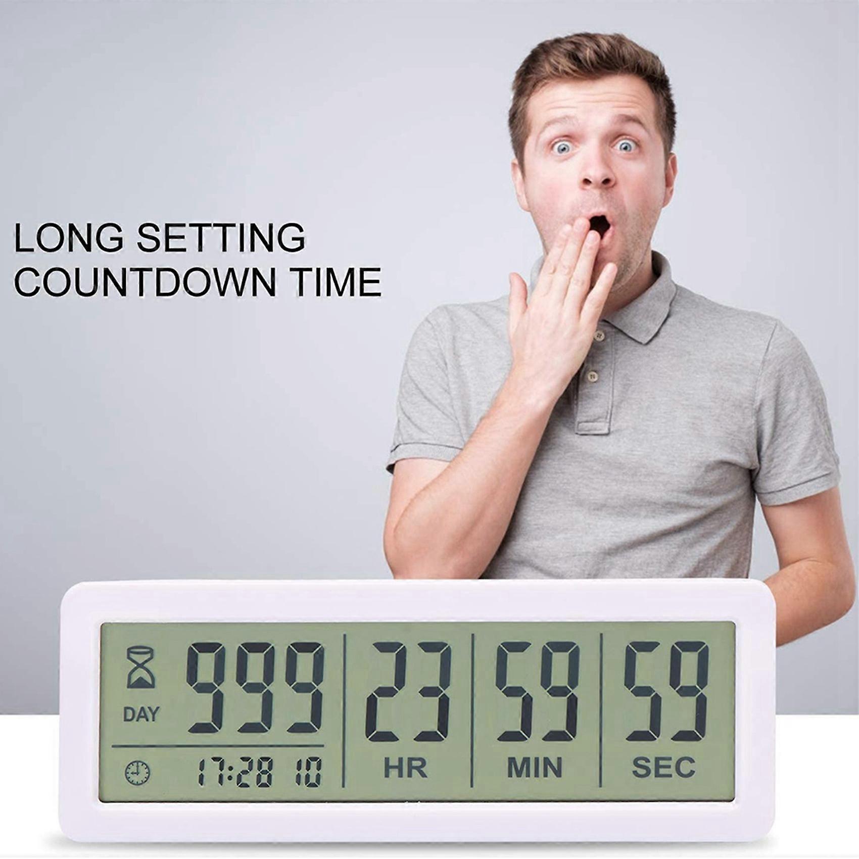2X Big Digital Countdown Days Timer Clock - 999 Days Count Down Clock Timer for Graduation Lab Kitchen (White)