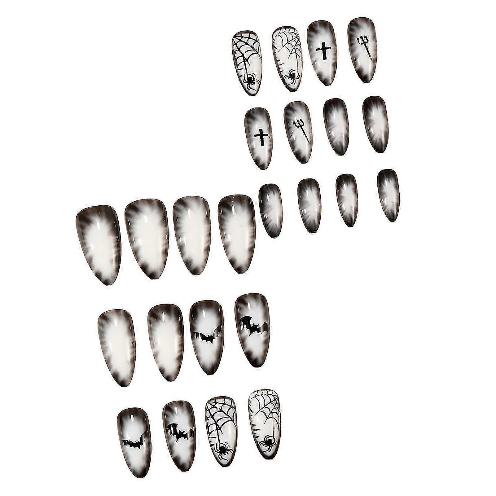 24pcs Elegant Gothic Resin False Nails Set