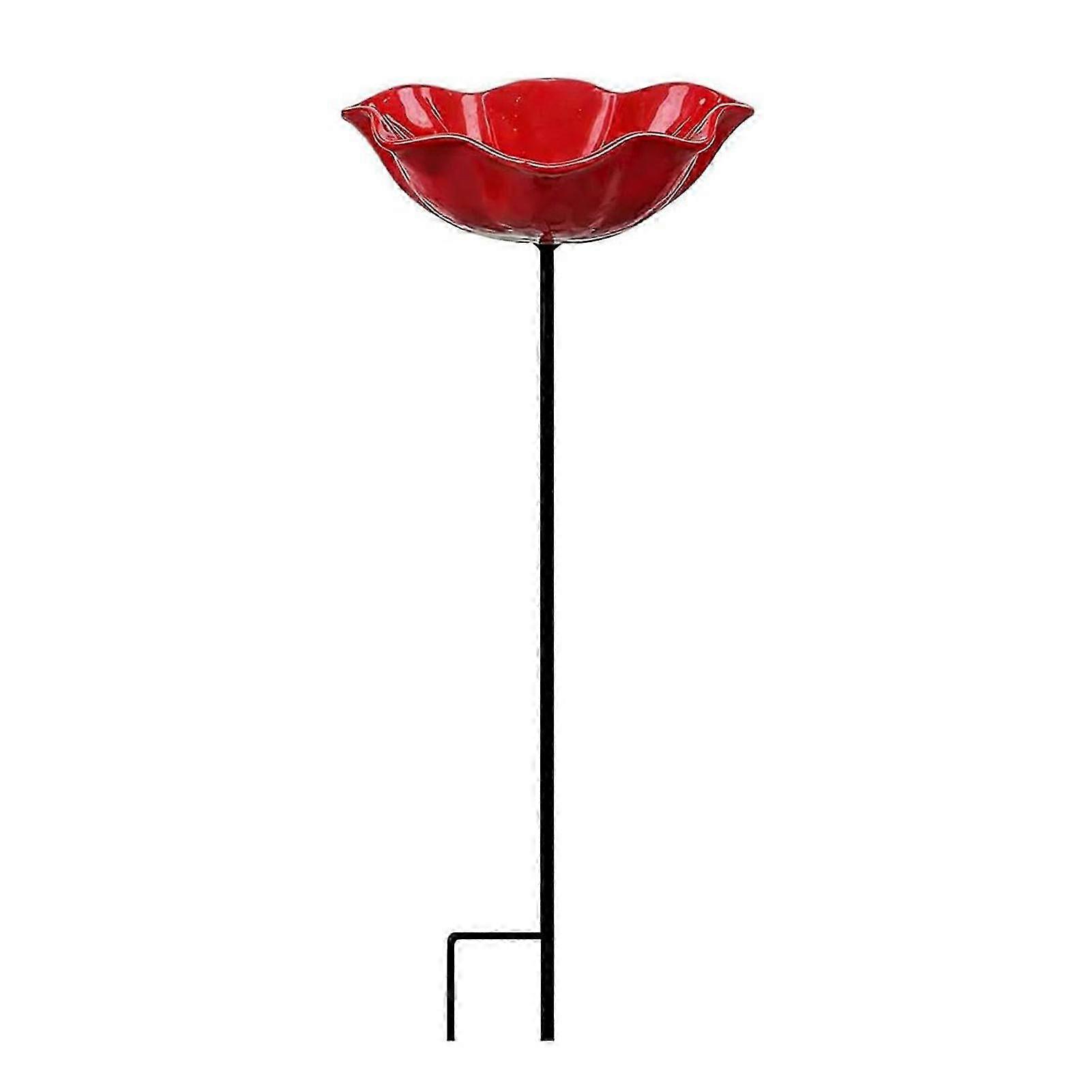 Rustproof Metal Flower Bird Bath Stake