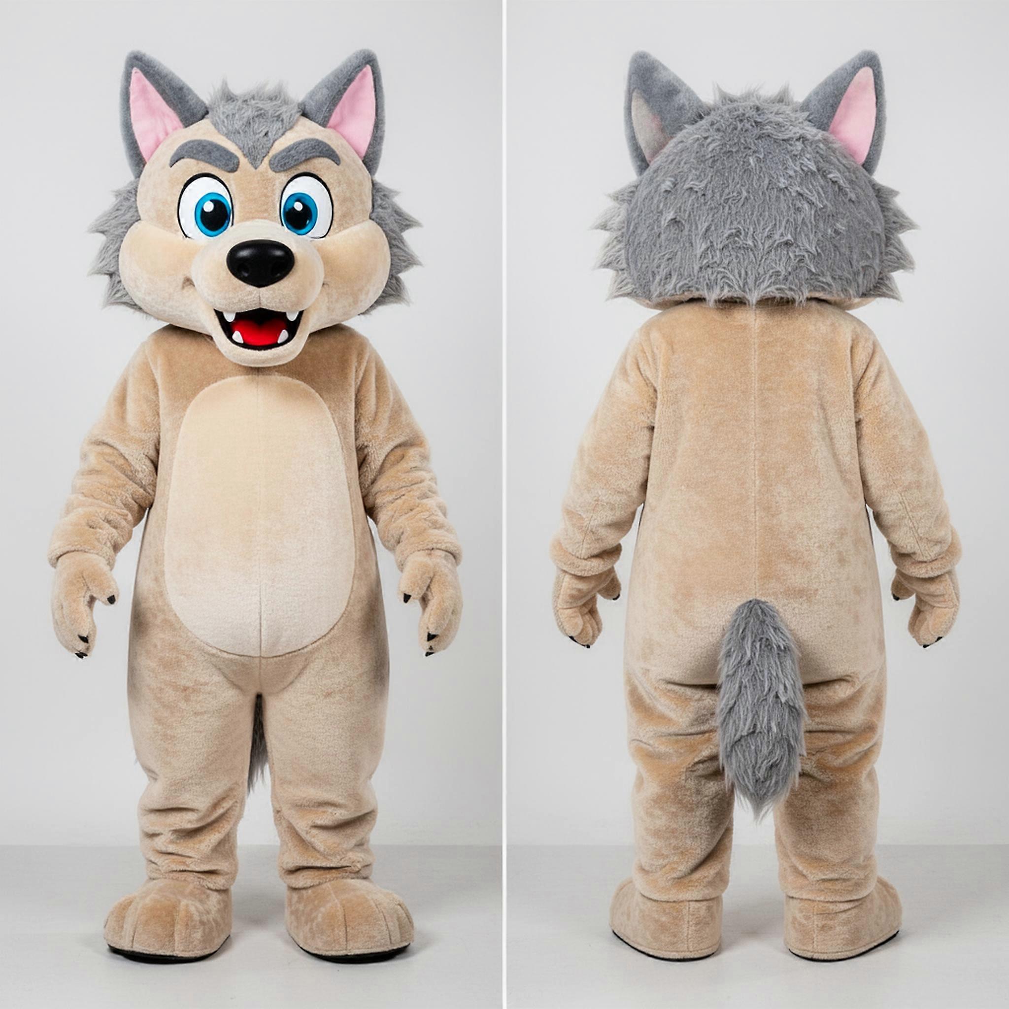 MASTICOT Beige Furry Werewolf Mascot