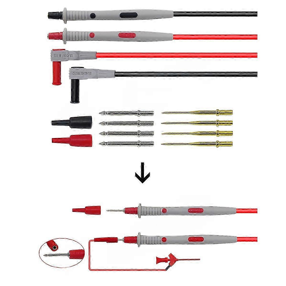 P1503D Multimeter Probes Replaceable Needles Test Leads Kits Probes For Digital Multimeter Cable Fe