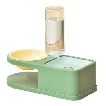 Dog Bowl Raised- Cat Food Bowls 2 in1 Pet Food Feeder with Water Fountain Double Bowl