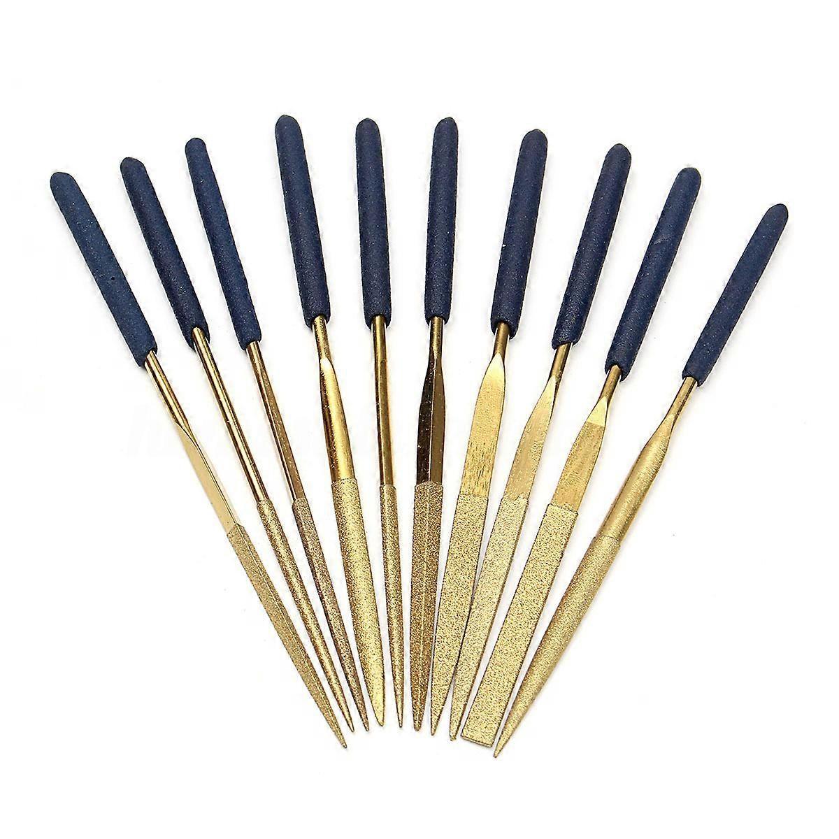 10Pcs Titanium Diamond Coating Needle Flat File Set Metal Working Craft Tools core