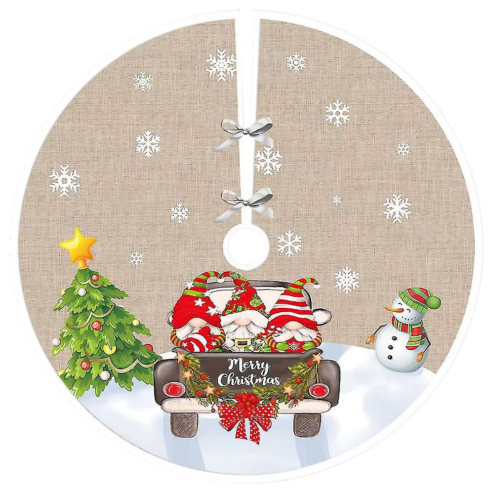 90cm Christmas Tree Snowflake Print Mat Cute Gnome Santa/snowman Printed Xmas Tree Dress