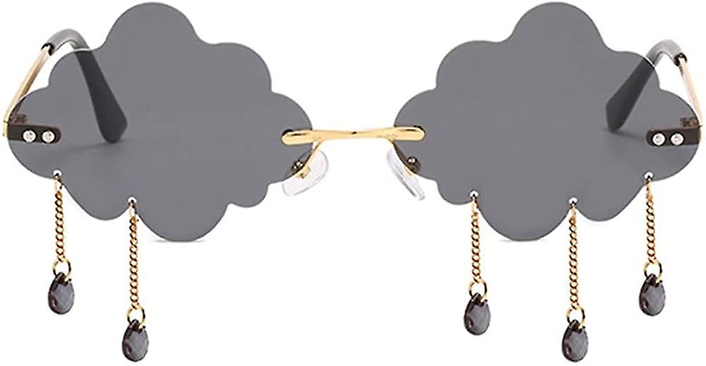 Rimless Cute Sunglasses For Women Trendy Vintage Creative 90s Sunglasses Funny Cloud Shaped Disco Glasses