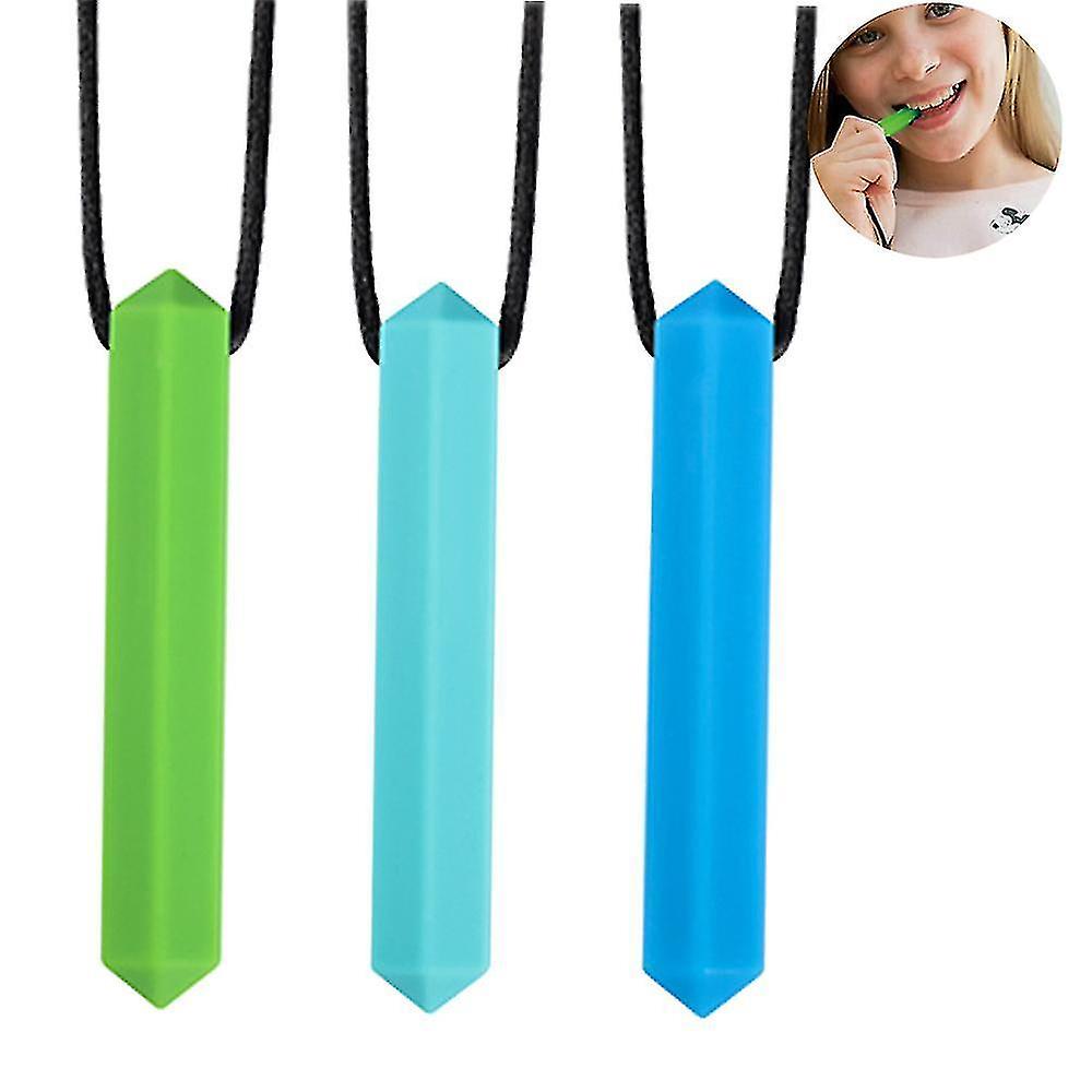 3 Pcs Chew Chew Crayon Sensory Necklace - Best For Kids Or Adults That Like Biting Or Have Autism P