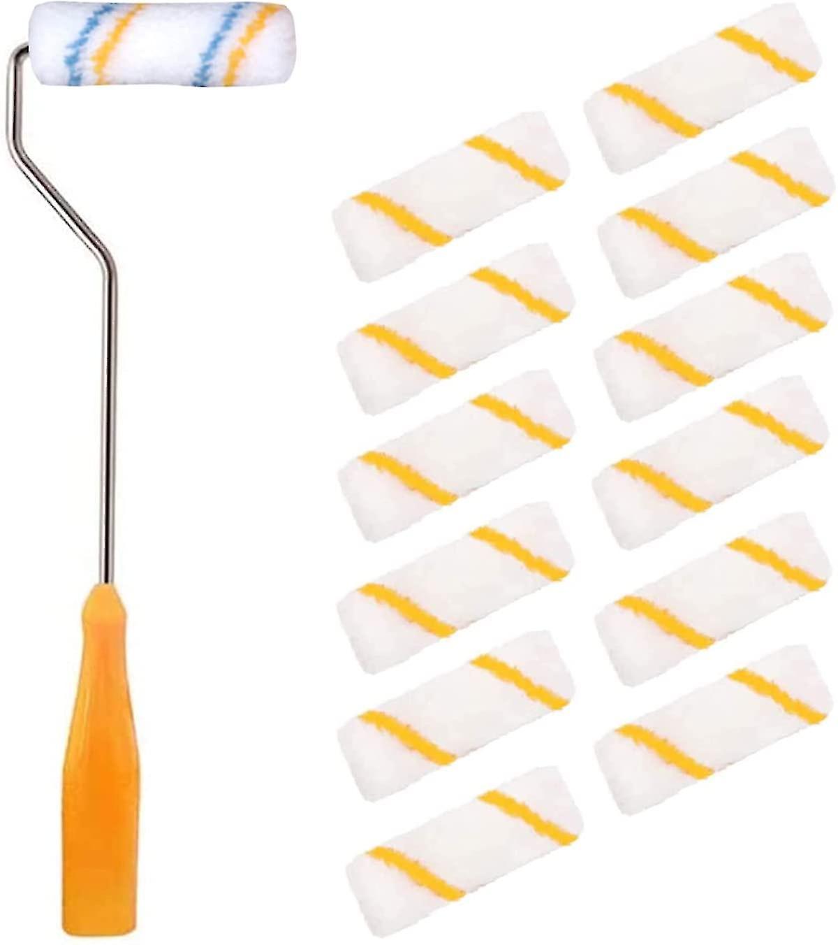 10 Pieces Paint Roller 10cm With 1 Paint Roller Bracket 30cm, Paint Roller Set