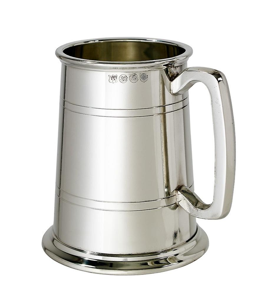Double Lined Glass Base 1 Pint Heavy Pewter Tankard