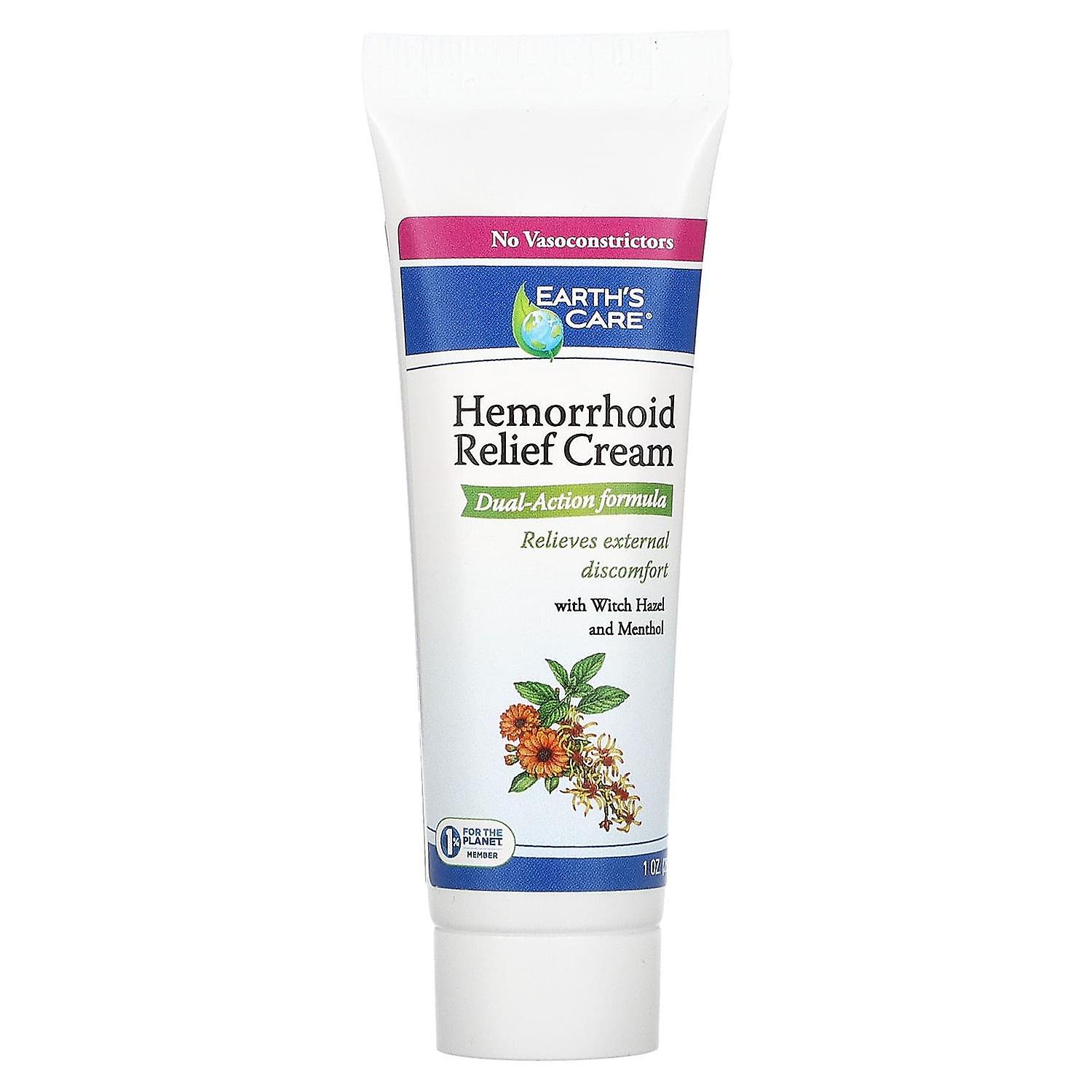 Earth's Care, Hemorrhoid Relief Cream with Witch Hazel and Menthol, 1 oz (28 g)