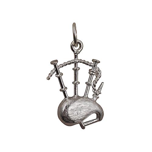 Silver 18x15mm solid Bagpipes Pendant or Charm