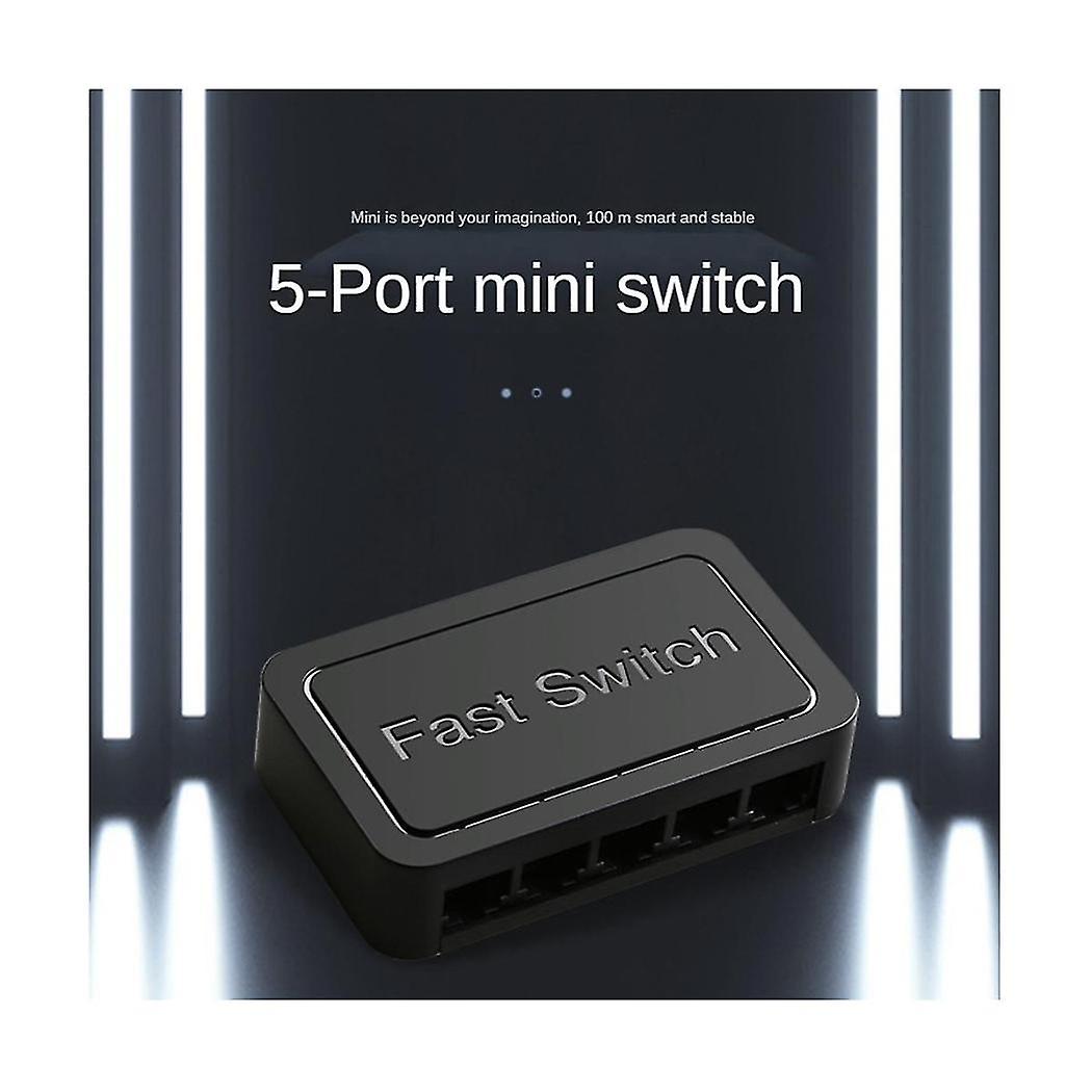 Mini 5 Port Network Switch Internet Splitter Desktop 10/100/1000mbps Rj45 Hub, Gigabit Black, Eu Pl