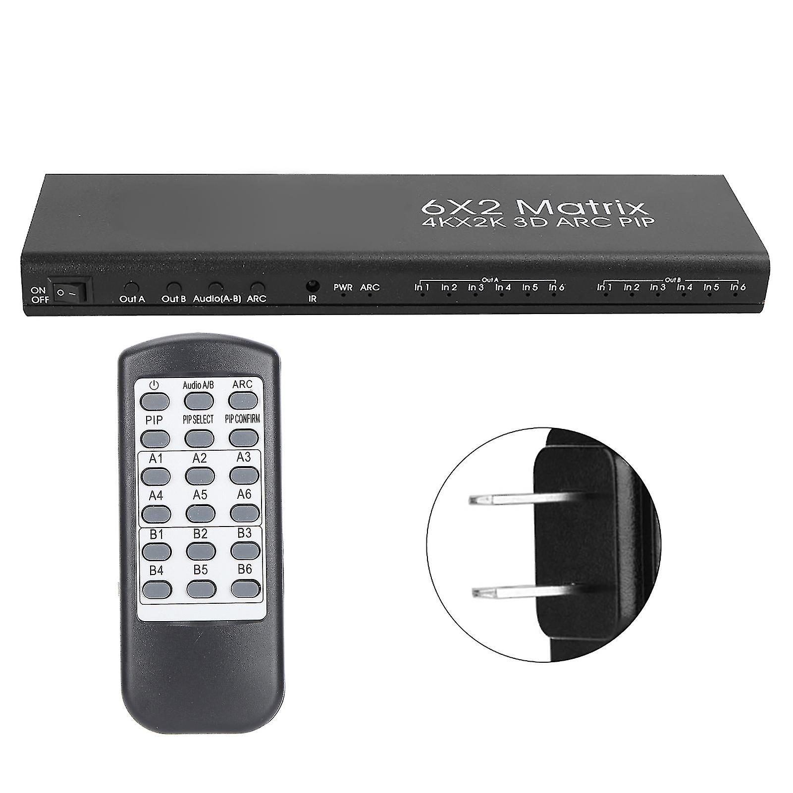 Hdmi Matrices 6x2 High Definition Switch Splitter 6 In 2 Out Support Arc Pass Back Function 100-240v