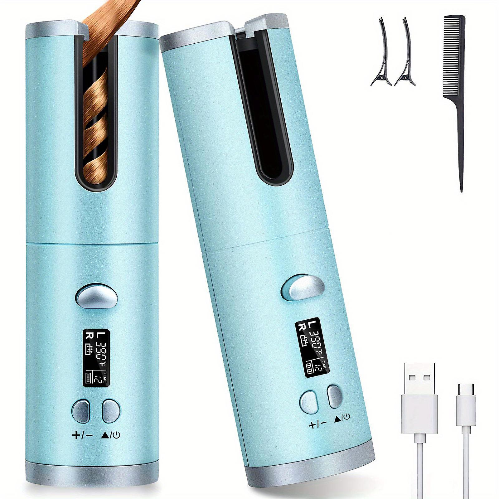 Cordless Automatic Curling Iron - Anti-tangle Portable Usb Rechargeable Ceramic Barrel Swivel For Long Hair Quick Heating For Hairstyles
