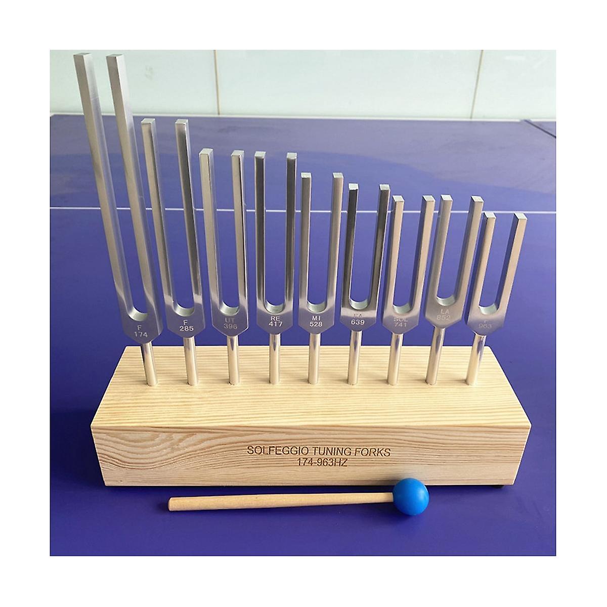9PCS Tuning Fork Set,Tuning Forks Chakra for Healing Meditation Yoga Relaxation Instrument with Woo
