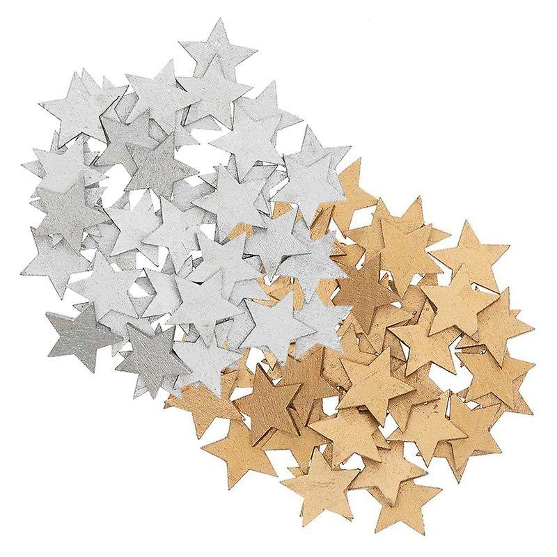 Trästjärnkonfetti - guld-silver