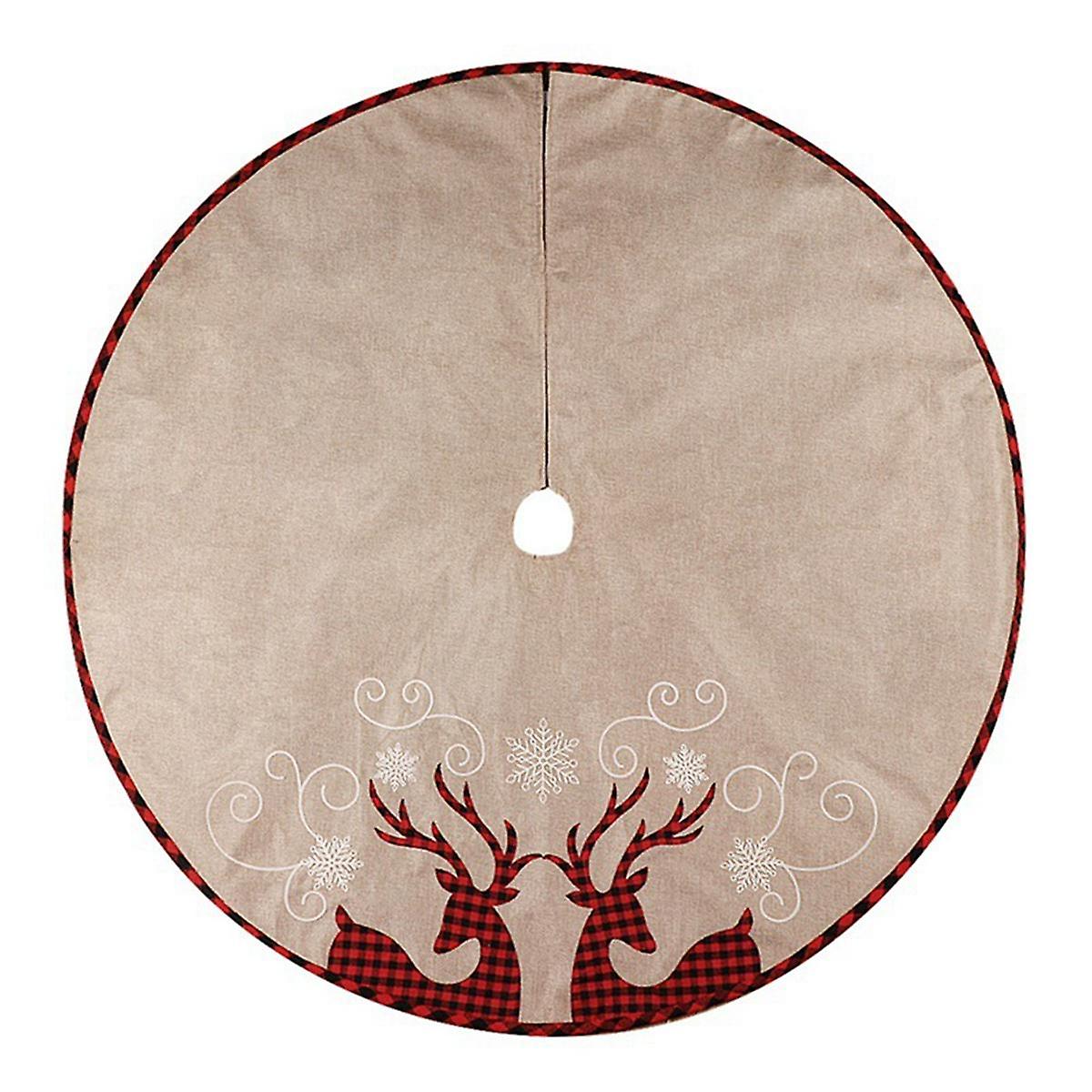 Christmas Tree Skirt 32 Inches, Snowflake-Reindeer,Xmas Tree Skirt Christmas Decor for Party Indoor